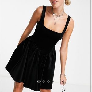 Miss selfridge black velvet dress with straps